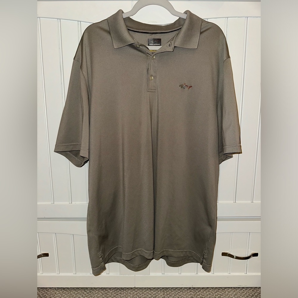 Greg Norman Grey Drifit Golf Polo